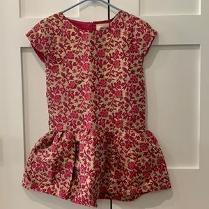 Peek xl/10 girl dress pink floral with gold background